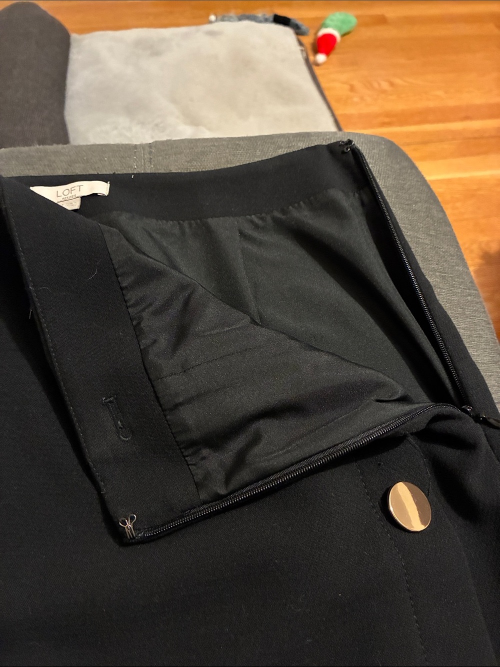 Ann Taylor LOFT Black Sailor Style Skirt w Gold Tone Buttons - Picture 4 of 7